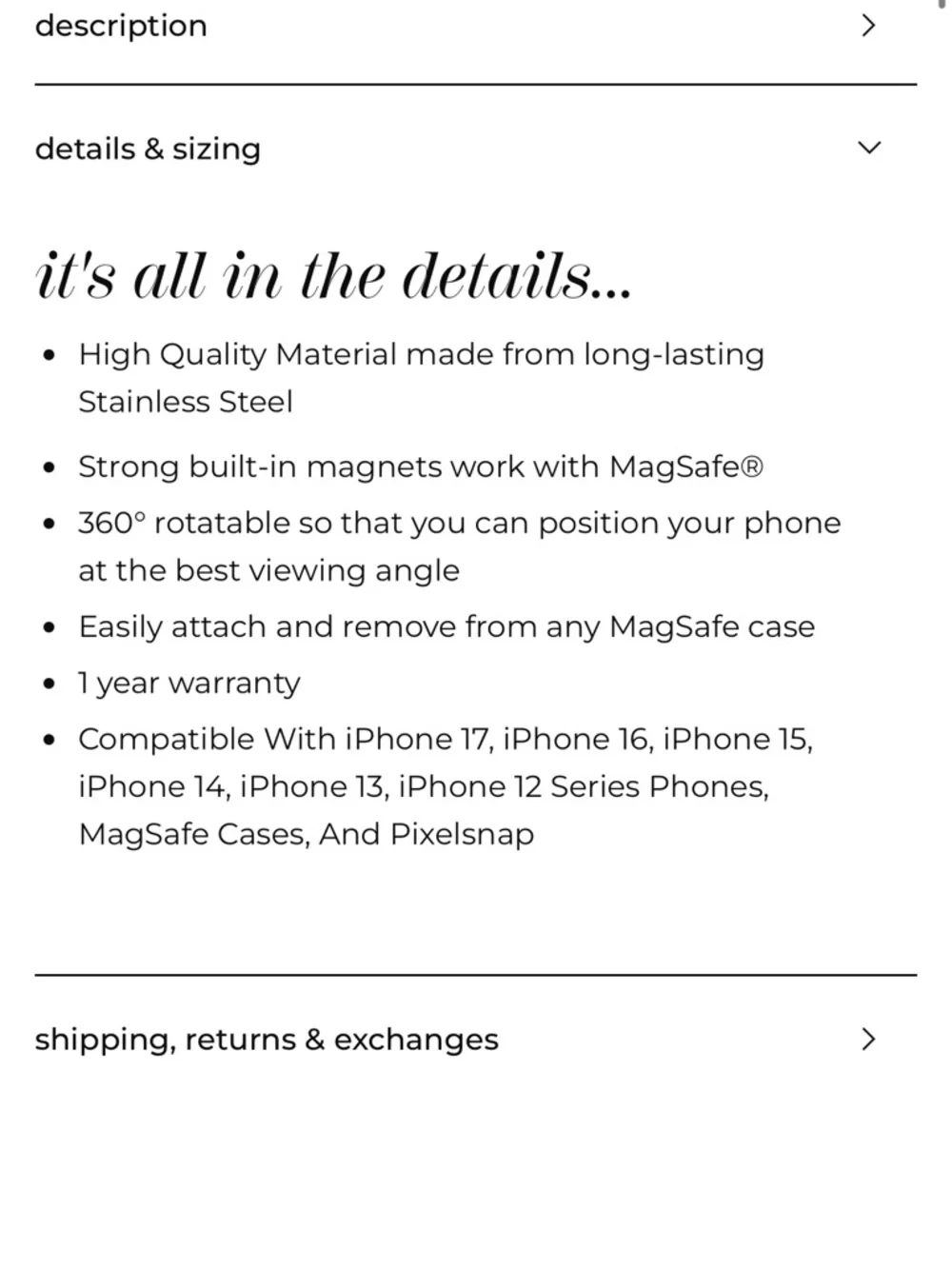 NIB case-mate Magnetic Ring Stand - Silver Twinkle Diamond design